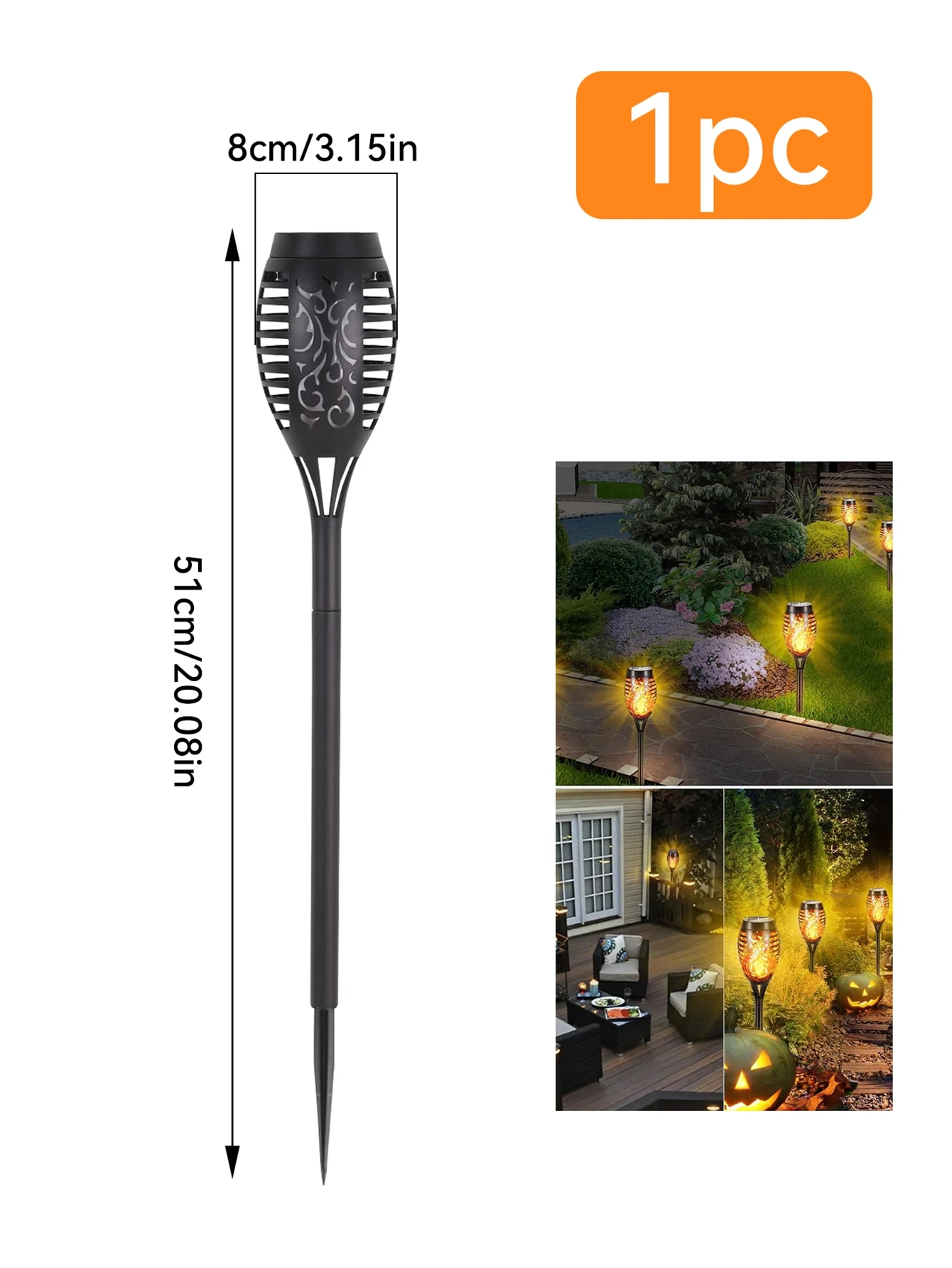 12LED Solar Flame Torch Light Flickering Light Waterproof Garden Decoration Outdoor Lawn Path Yard Patio Floor Lamp