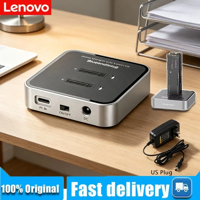

Lenovo Dual-Bay M.2 NVME SSD Clone M.2 NVme SSD reader 20Gbps USB3.2 Type C OFFline Clone Duplicator NVme PCIE Enclosure