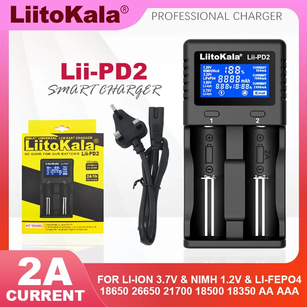 1-5 sztuk Liitokala Lii-PD2 1.2V 3.7V 3.2V AA/AAA 26650 18650 18350 21700 14500 20700 ue wtyczka ładowarka litowa