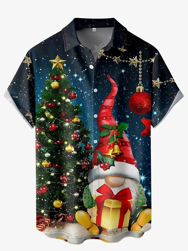 Christmas Shirt For Men Short Sleeve Shirt 3d Christmas Harajuku Print Tops For Men Fashion Shirts And Blouses Oversized Clothes