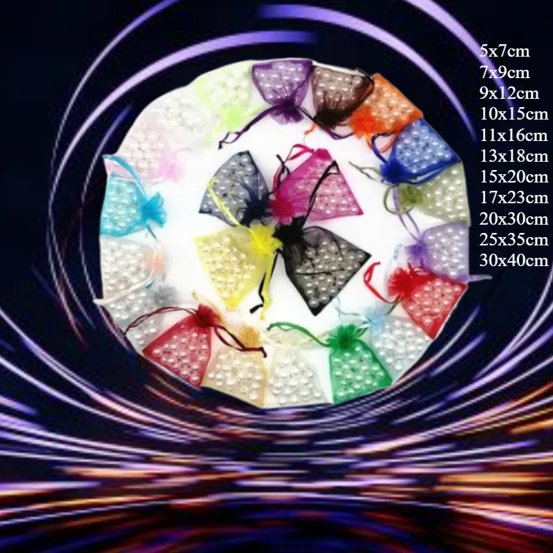 

1000pcs Multicolor Transparent Organza Drawstring Pouch for Christmas Gift Bag Wedding Sachet Packing Party Favors Candy Storage