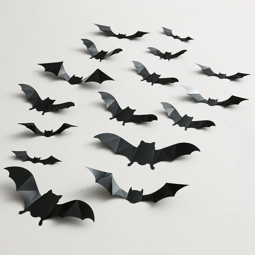 3D three-dimensional bat wall stickers Halloween PET holiday cartoon decoration window scene layout stickers Home decoration