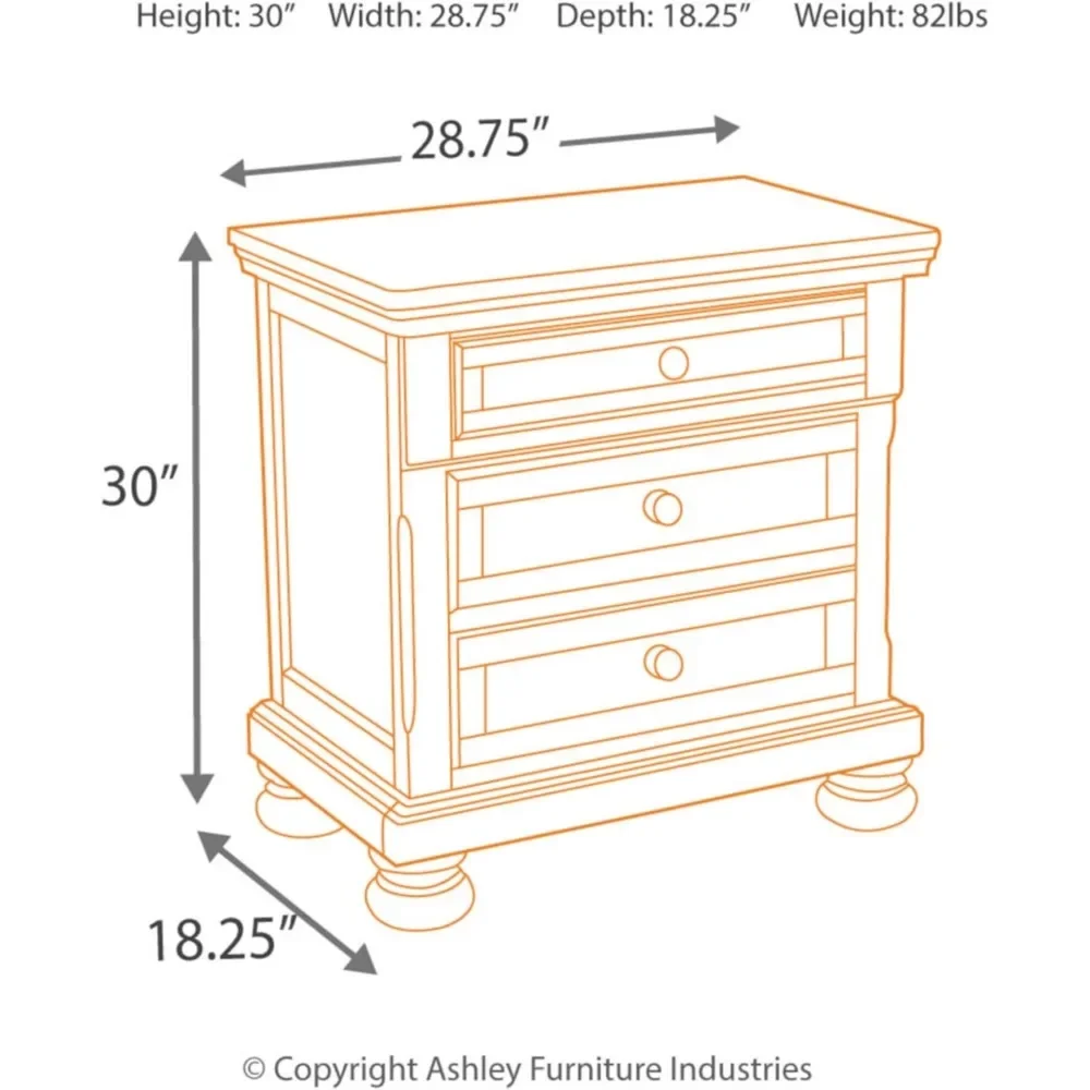 2 Drawer Nightstand with Dovetail and Ball-bearing Construction, 29.88