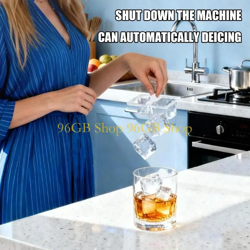 96GB Mini Travel Ice Maker with Clear Top Tray Chamber, Small ABS Housing and Easy Placement for Camping and Indoor Tables