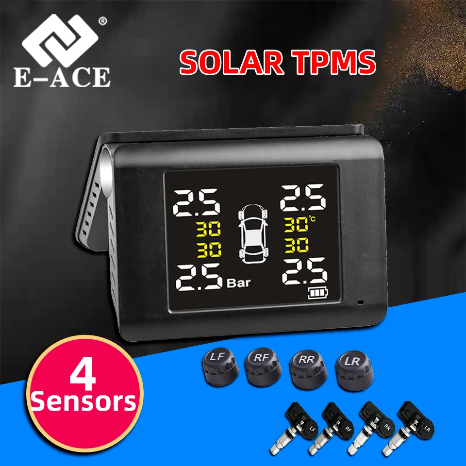 

Беспроводной солнечный монитор давления в шинах с большим экраном, TPMS, монитор температуры в автомобильных шинах, высокоточный датчик