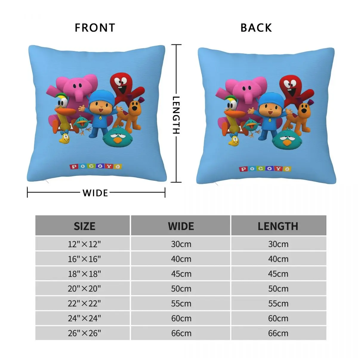 Happy Birthday Boy-Girl-Pocoyo! Square Pillowcase Pillow Cover Cushion Zip Decorative Comfort Throw Pillow for Home Bedroom