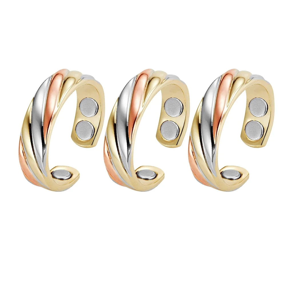 Wollet Copper Magnetic Ring for Women, 99% Pure Copper Rings 3pcs Set with Magnet, Fashion Jewelry Gift