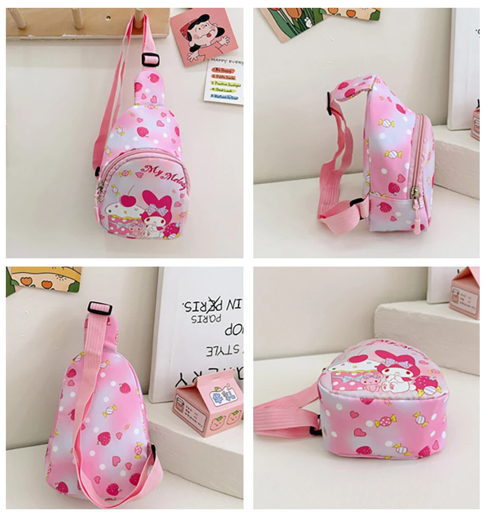 Sanrio Cartoon Shoulder Bags Melody Children\'s Chest hello kitty Bags Casual Messenger Pouch Fashion Versatile Travel Bags