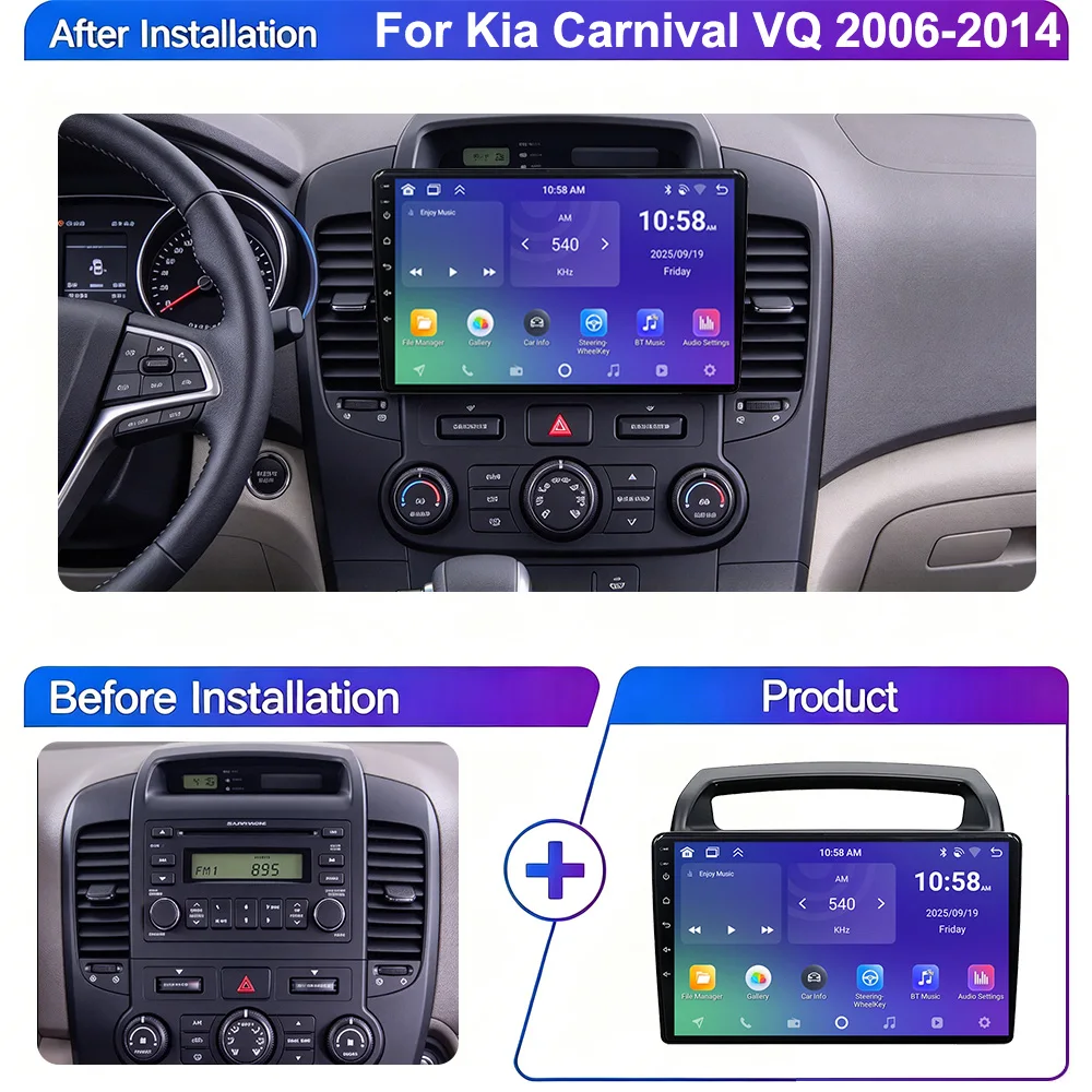 2 Din Android Auto Radio For Kia Carnival VQ 2006 - 2014 Car Multimedia Player Navigation GPS Stereo Wireless Carplay Head Unit