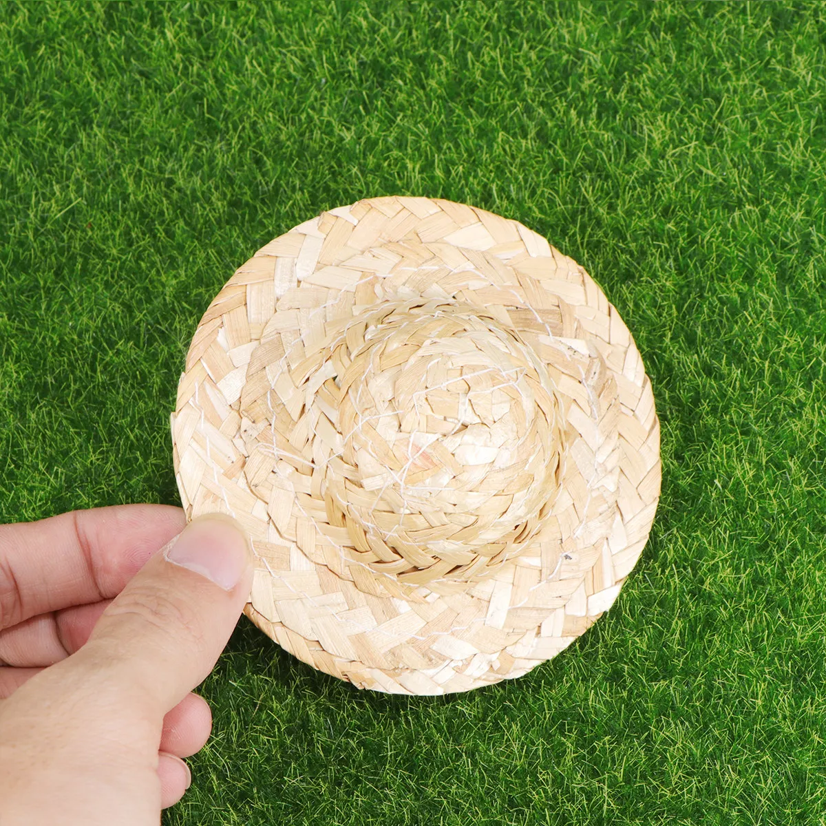 10Pcs 8Cm Small Handcrafted Straw Hat Miniature Woven Sun Hat for DIY Projects Charming Craft Supply Kids Creative Activity Kit