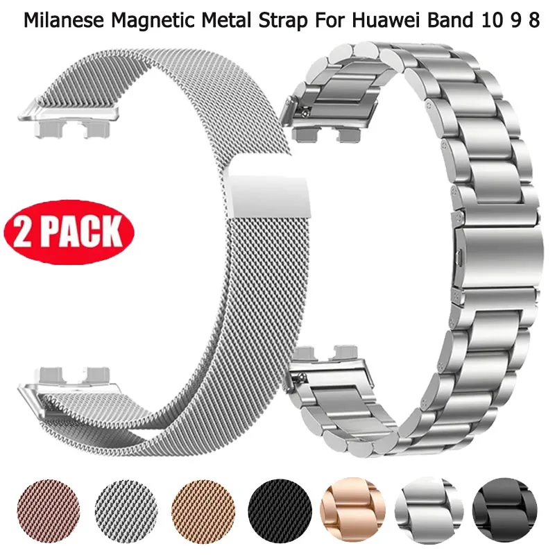 2 Stücke Milanese Magnetisches Metallarmband Für Huawei Band 10 9 Armband Für Huawei Band 8 Edelstahl Ersatzarmband Correa