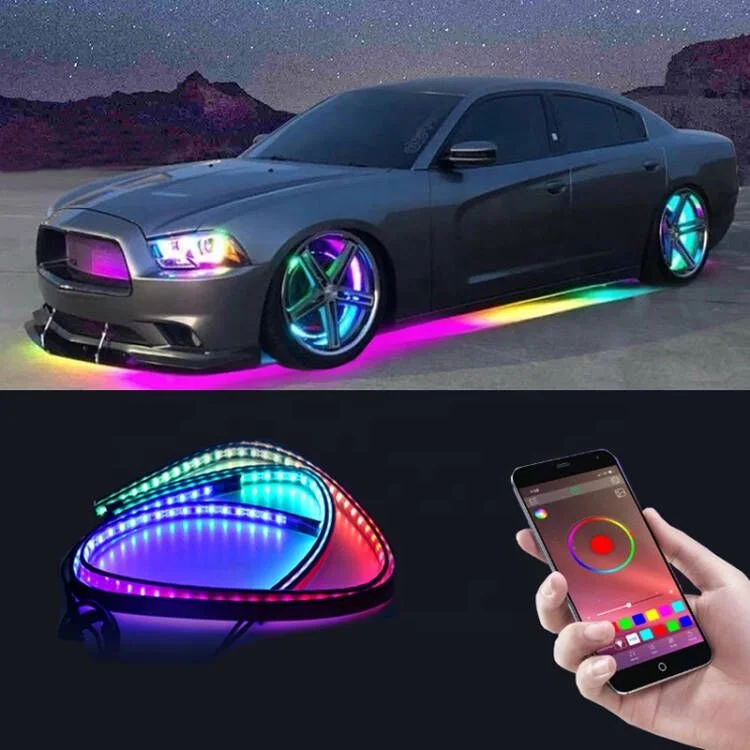 

Car Chassis Chasing Color Ambient Underbody Lights Car Underglow Lights Blue Tooth Dream Color for Others Car Light Accessories