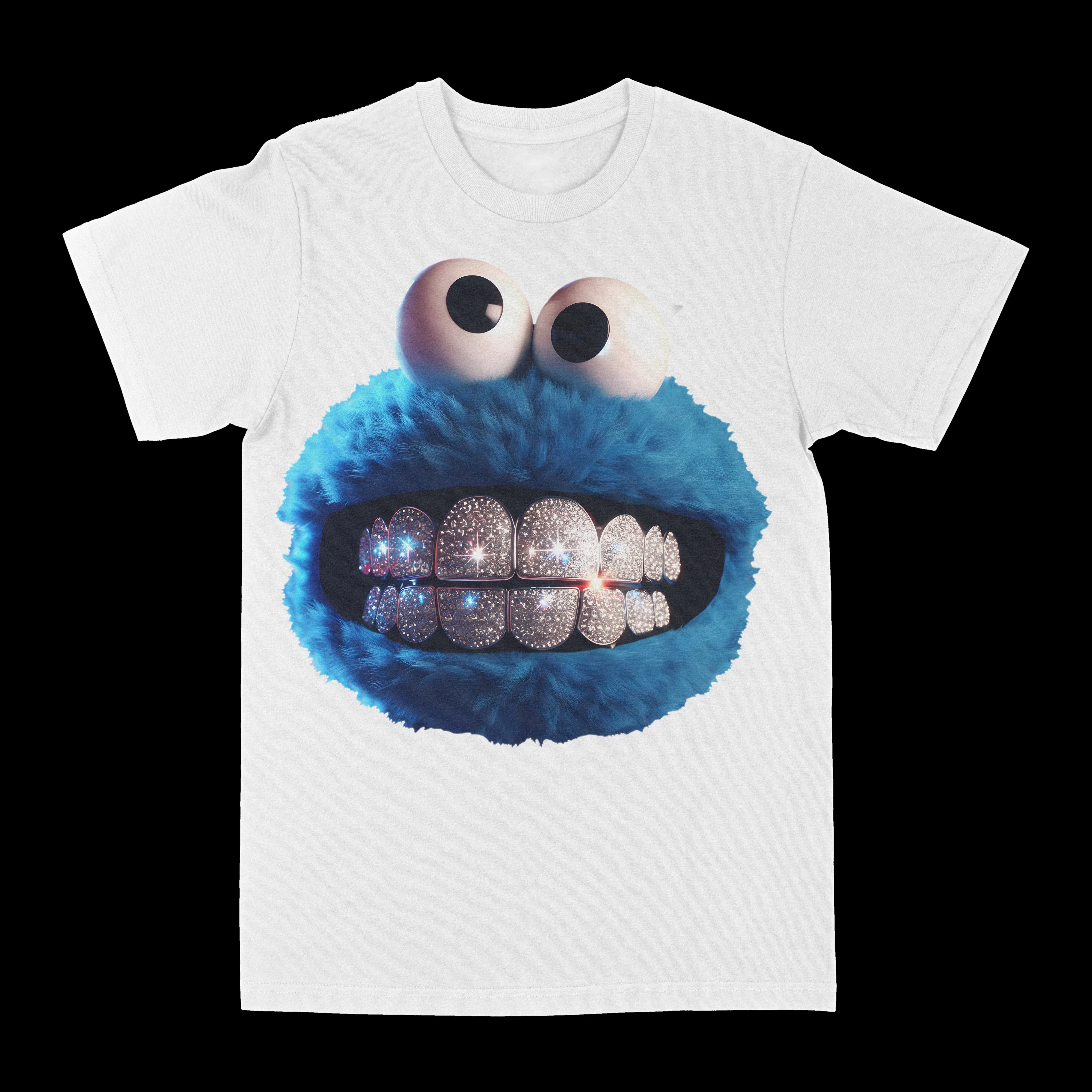 Cookie Monster Grilled Up Y2K Street Trendy Brand  T-Shirt Cotton Graphic Tee Men Women Summer Streetwear