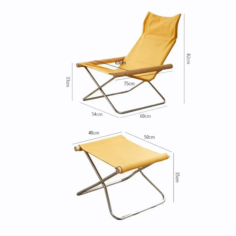 

Japanese Simple Canvas Sofa Chaise Longue Balcony Household Lazy Outdoor Leisure Beach Folding Chair