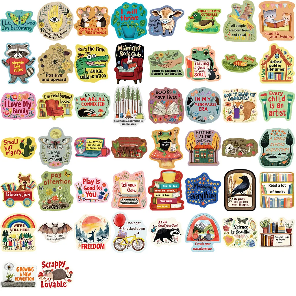 50Pcs Vibrant Dopamine Motivational Cartoon Stickers - Waterproof PVC Decals for Phone, Journal & Water Bottle AnimeWorlds Store