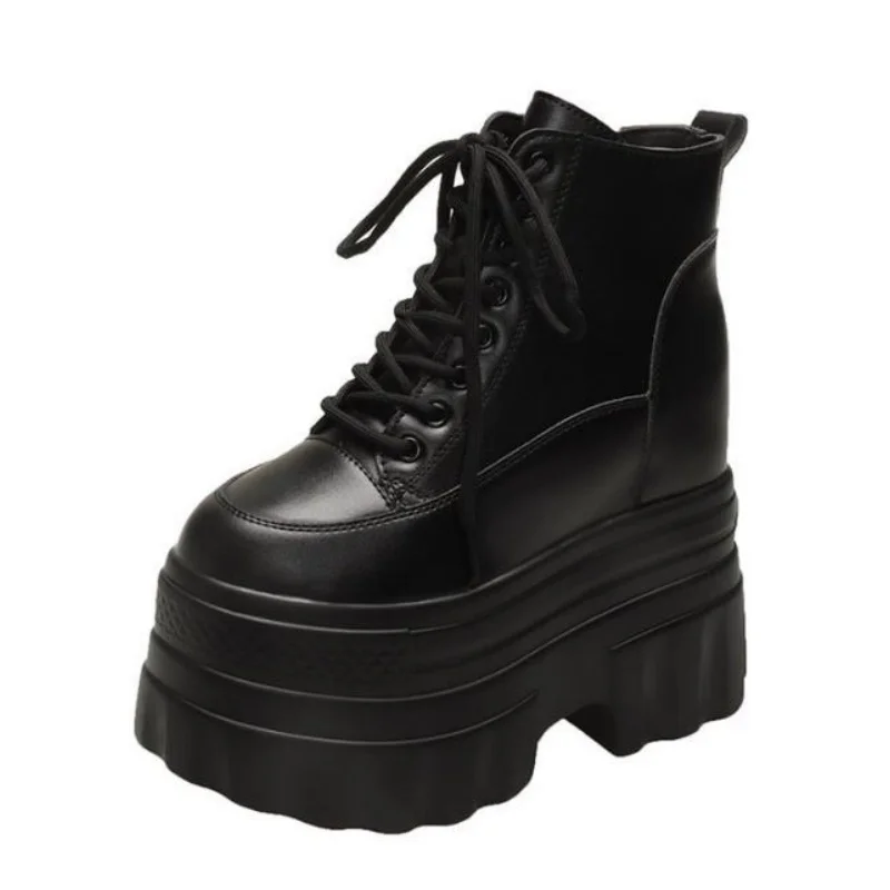 14cm High Platform Ankle Boots for Women Punk Thick Bottom Shoes Height Increasing Women's Boots Autumn Botines Bottes Femmes