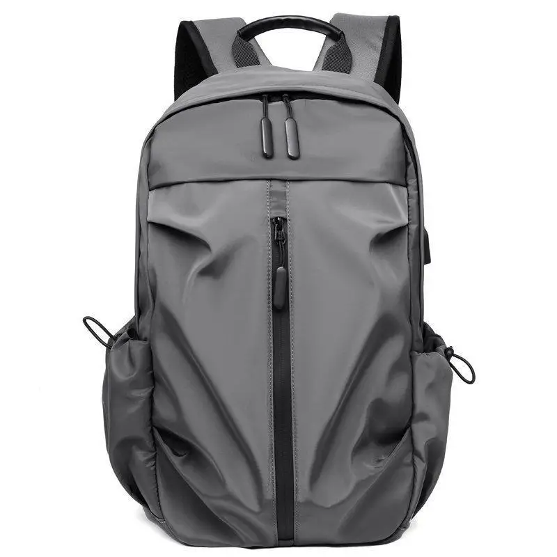 Water Resistant Grey Laptop Backpack Large Capacity Padded Straps For School Work Travel Hiking