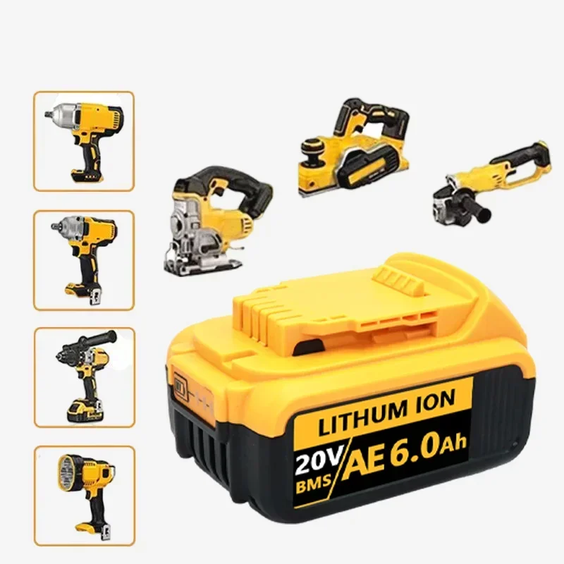 For DEWEI 20V 3.0Ah 6.0Ah 9.0Ah Rechargeable Power Tools Battery with LED Li-ion Replacement DCB205 DCB204-2 DCB206