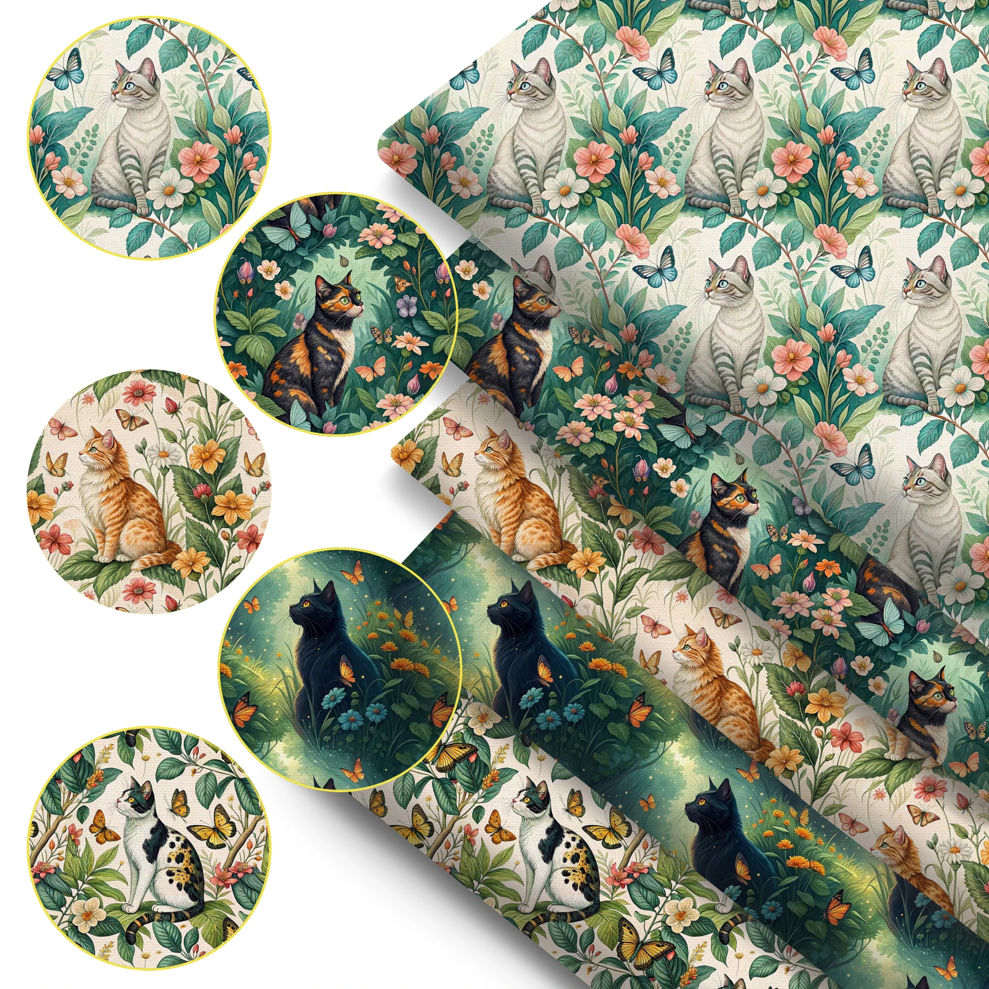 Mariposa gato 50*145cm Patchwork tela de algodón poliéster para costura de tejidos tejidos acolchados Material de costura DIY hecho a mano