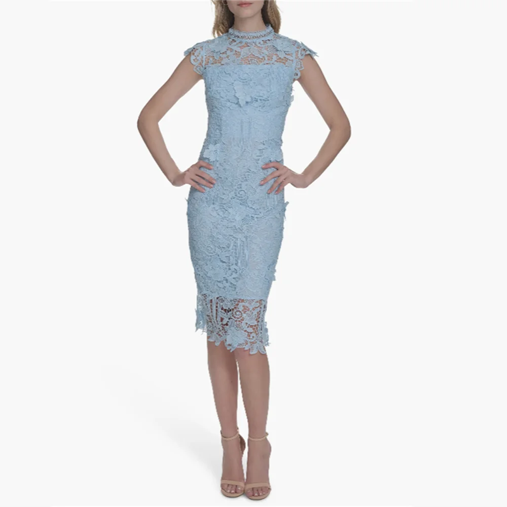 فستان سهرة نسائي دانتيل مزين بالزهور بدون أكمام فستان حفلة موسيقية برقبة دائرية فستان رسمي أنيق لحفلات الكوكتيل حسب الطلب #1