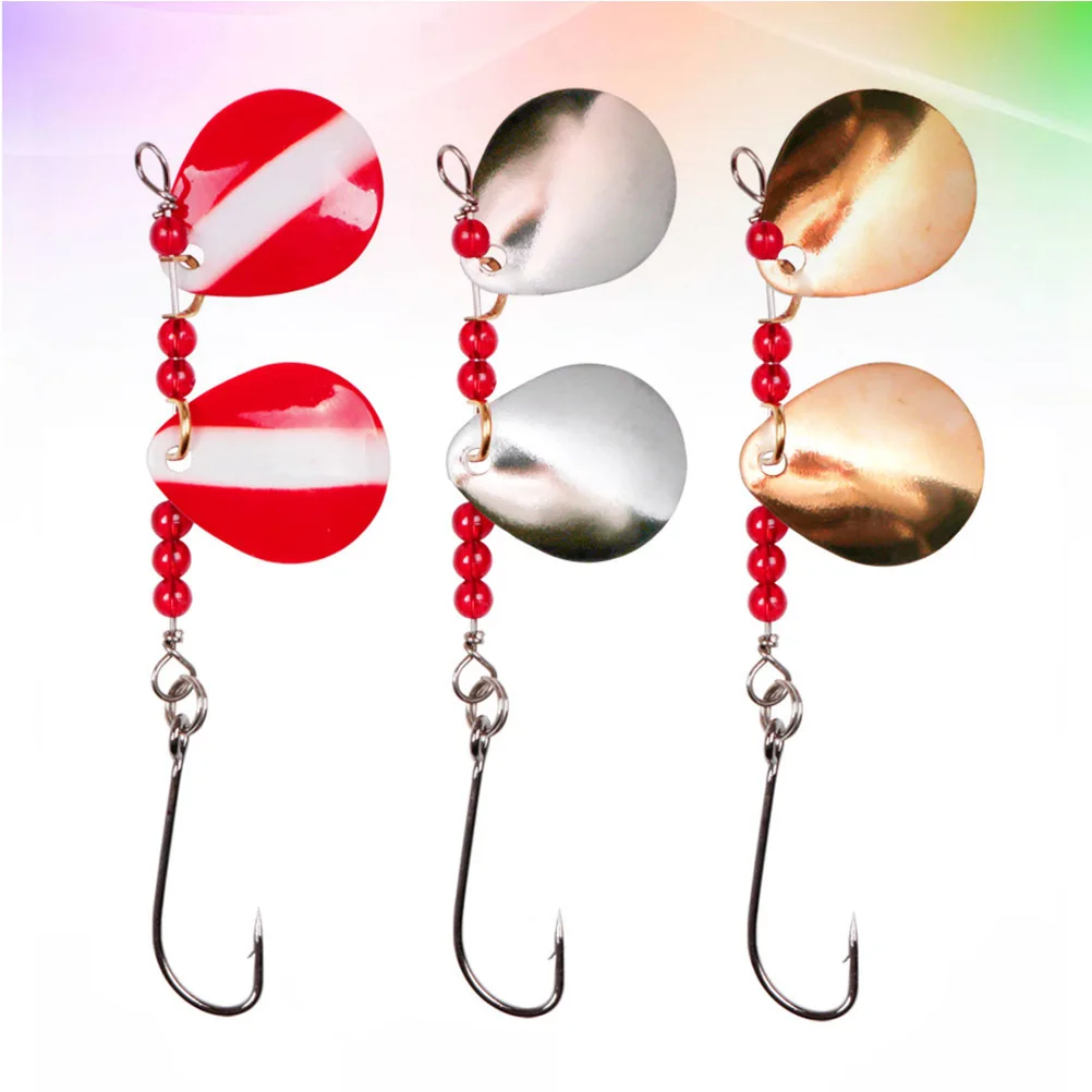 

3pcs Sequins Fishing Baits Metal Head Spinner Spoon Lures Freshwater Fishing Rig Tackle Accessories Random Color