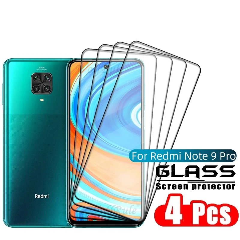 

4PCS Full Cover Glass For Redmi Note 9 Pro Glass Xiaomi Redmi Note 9 Pro Tempered Glass 9H HD Screen Protector Redmi Note 9 Pro