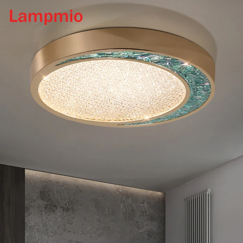 

Art DECO Modern Ceiling Lights With Round Lampshades For Living Room Golden Base 220V Acrylic Bedroom Lustres