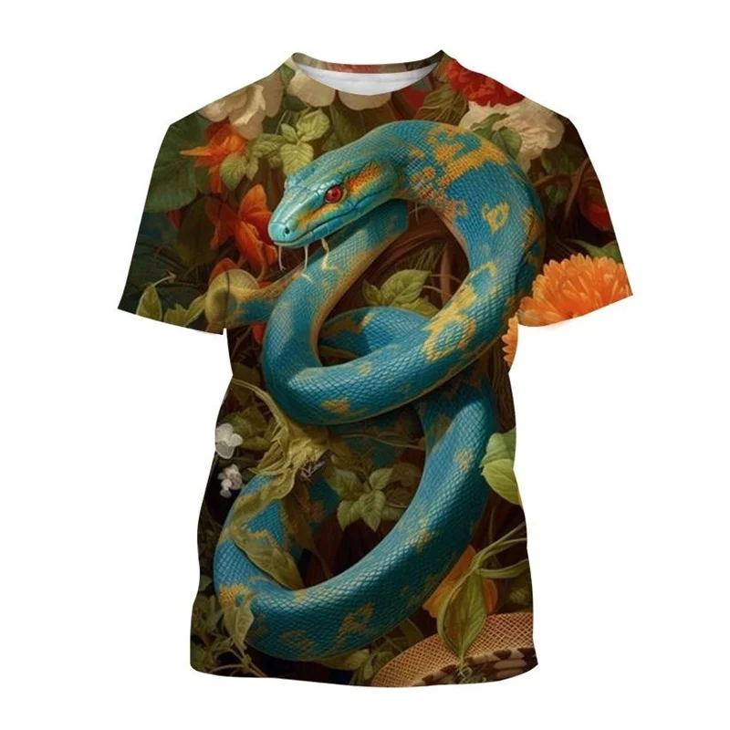 Summer Snake 3D Printed T-Shirts Men Women Casual Fashion Streetwear Oversized Short Sleeve T Shirt Kids Tees Tops Man Clothing