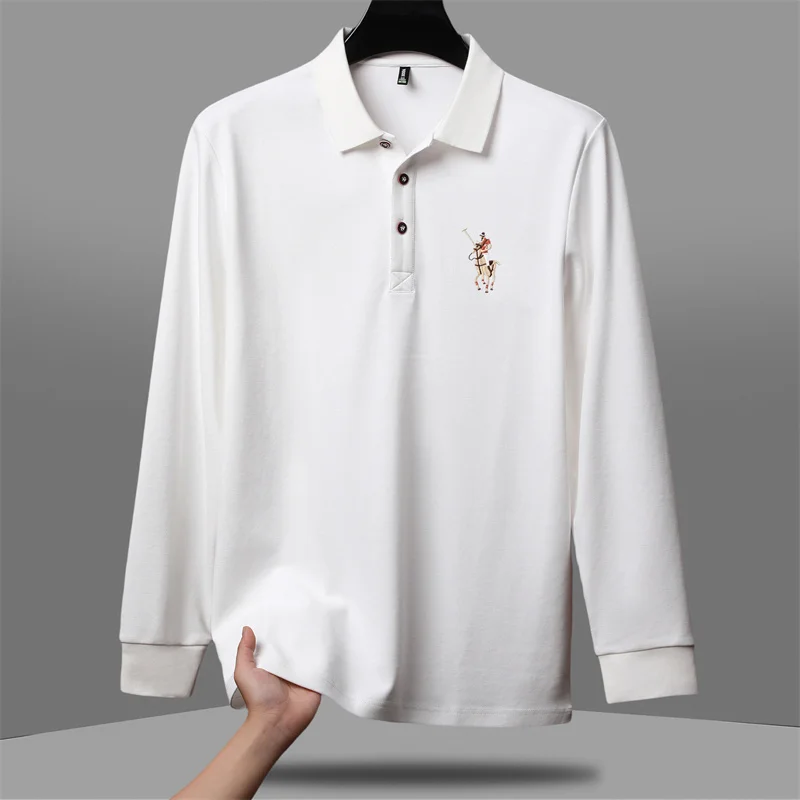

American Polo Shirt Men's Autumn and Winter Trendy Brand Fashionable Casual Embroidery Men's Long Sleeved Top T-shirt