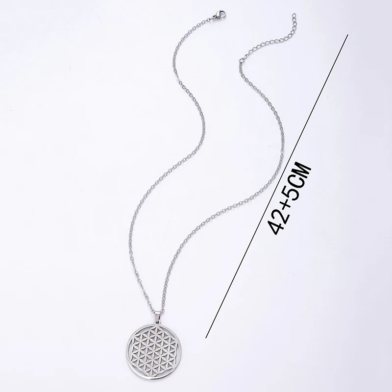 Ancient Egyptian Stainless Steel Sacred Geometry Flower Of Life Pendant Necklace