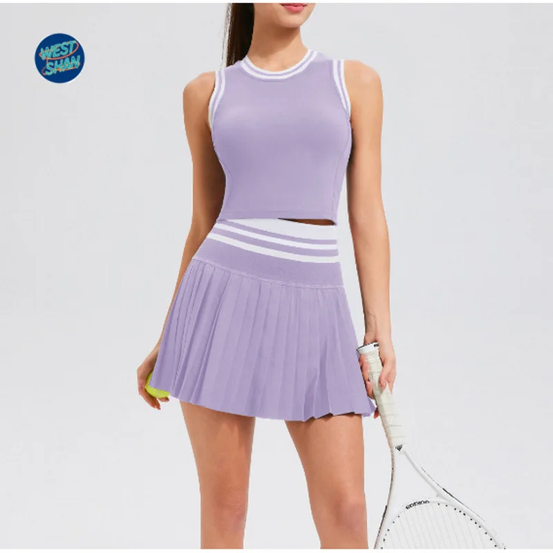 WESTSHAN EU US Size Women Sports Suit Outdoor Short-Sleeve Polo Shirt Quick-Dry Running Fitness Tennis Skirt Set