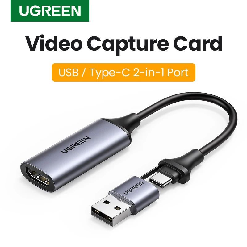 UGREEN HDMI to USB Type C Video Capture Card 4K HDMI Cable Adapter Grabber Box for PC Computer DSLR Camera Live Streaming Record