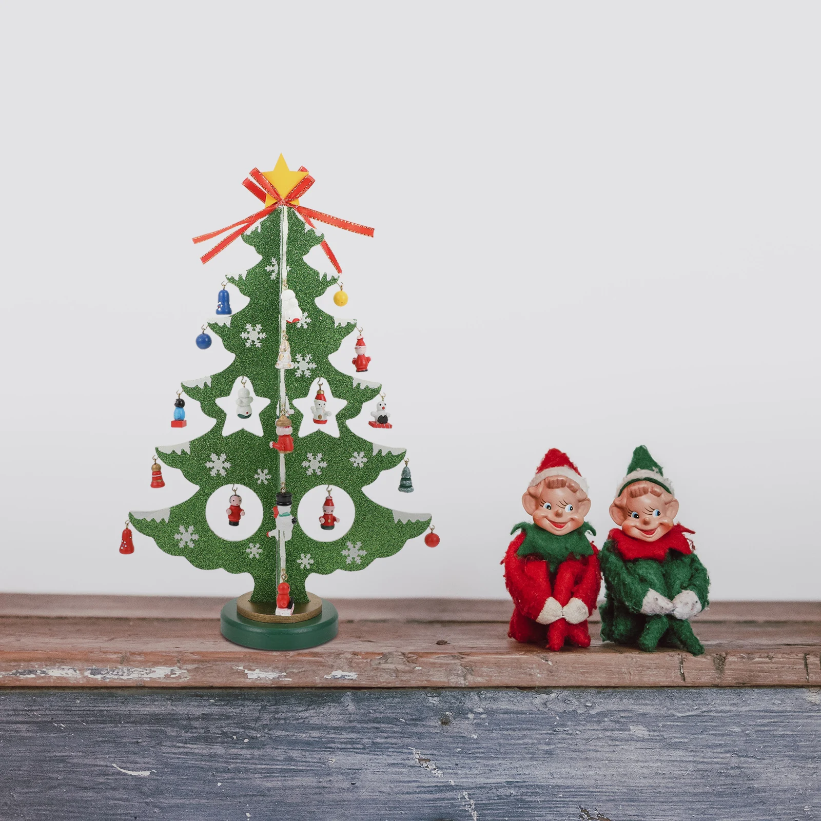 

1pc Mini Christmas Tree Ornament Adorable Home Decorative Premium Wood Party Festival Supply Desktop Tree Xmas Decoration
