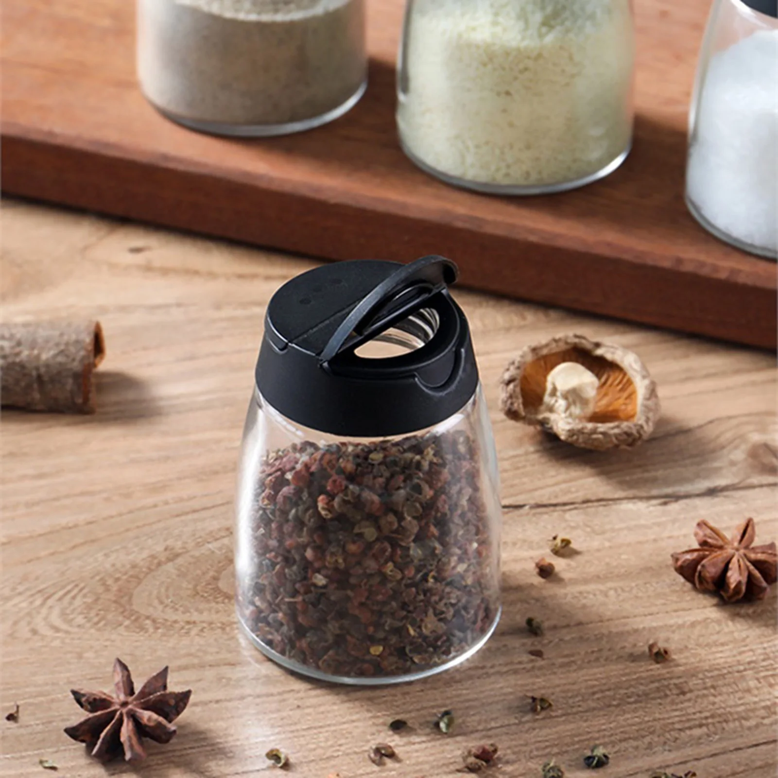 Transparent Leakproof Seasoning Bottle Dust Cover Attached Seasoning Bottle for Sugar Salt Sesame or Chili Powder