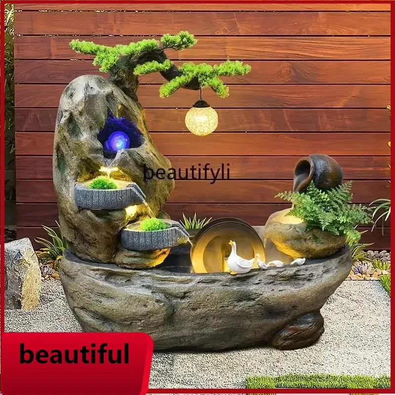 

F132 Pastoral water fountain floor-to-ceiling rockery ornament garden courtyard villa balcony landscaping decoration circulati
