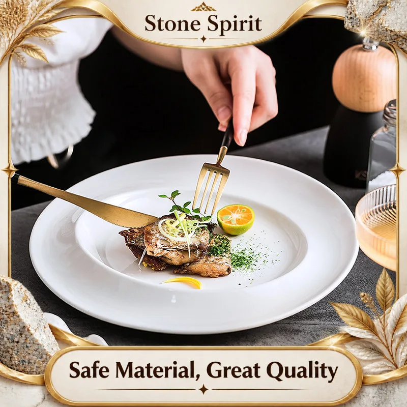 Solid Color Ceramic Plates, Soup Plates, Tableware, Hotel Restaurant Ambiance Dishes, Pasta, Dessert Plates, Kitchen Supplies