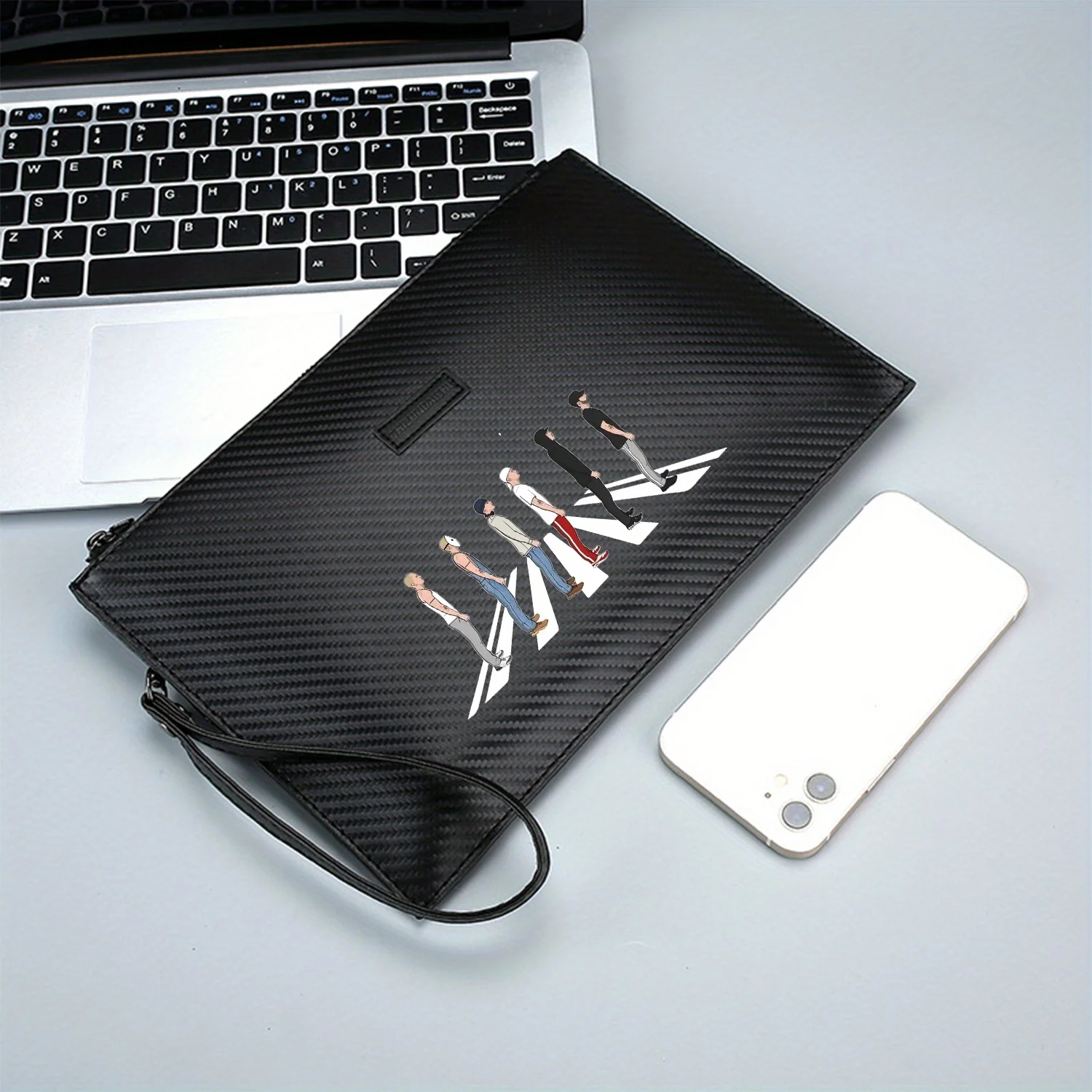 حقيبة يد رجالية للمشي عبر المشي، وضعية عرض جانبية أنيقة مطبوعة من البولي يوريثان، عصرية وعملية للحمل اليومي #3