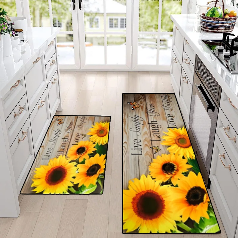 Sunflower Kitchen Floor Mat Spring Flower Entry Door Mat For Living Room Anti-Slip Carpet Rug Home Bedroom Hallway Long Rugs