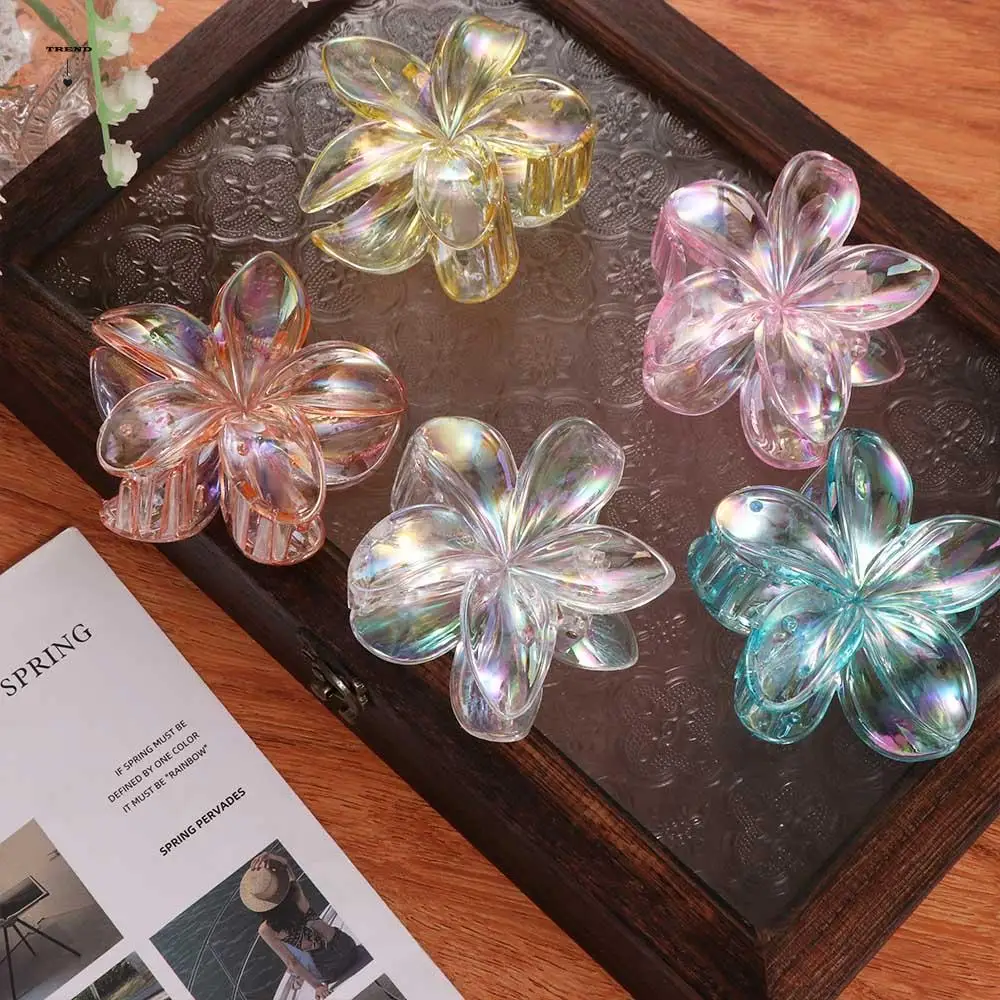 

Fashion Hairpin Flower Hair Clip Grab Clip Plastic Transparent Hair Clip Geometry Korean Style Large Hair Claw Streetwear