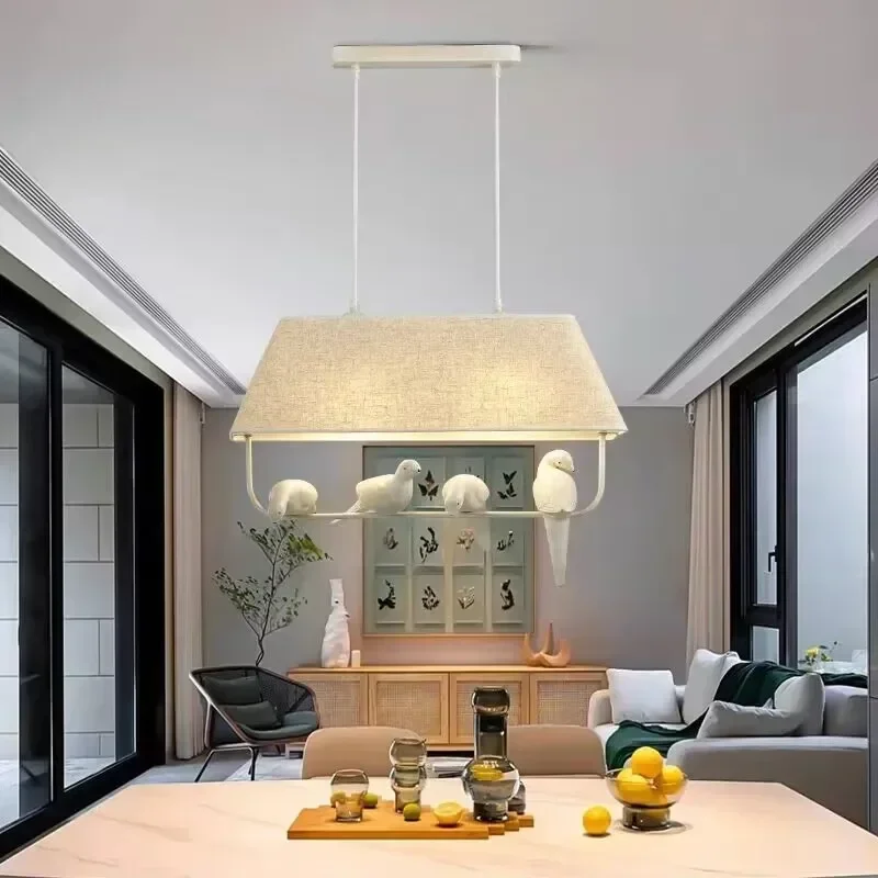 

DE Простые люстры в японском стиле, подвесные светильники с птицами, подвесные светильники для потолочного освещения, кабинета, столовой, птичья клетка, домашний декор
