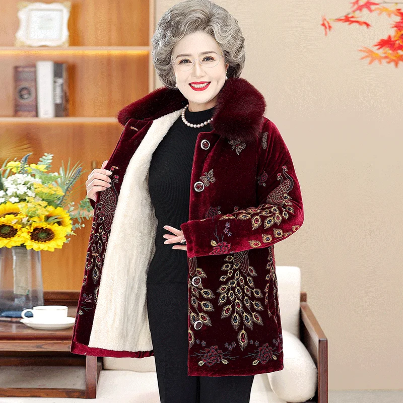 

Thiened Fce Women's Winter Cotton Jaet Warm Loose Sle Mid-Length Coat for ly Ladies Faionable Polyester Fiber