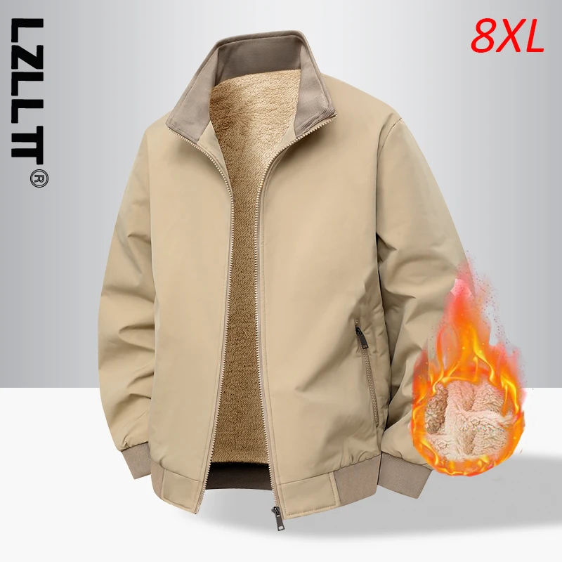 Winter Men Fleece Casual Business Jacket Man Formal Outdoor Thick Jackets Men Multi Pocket Work Outwear Parka Windbreaker Jacket