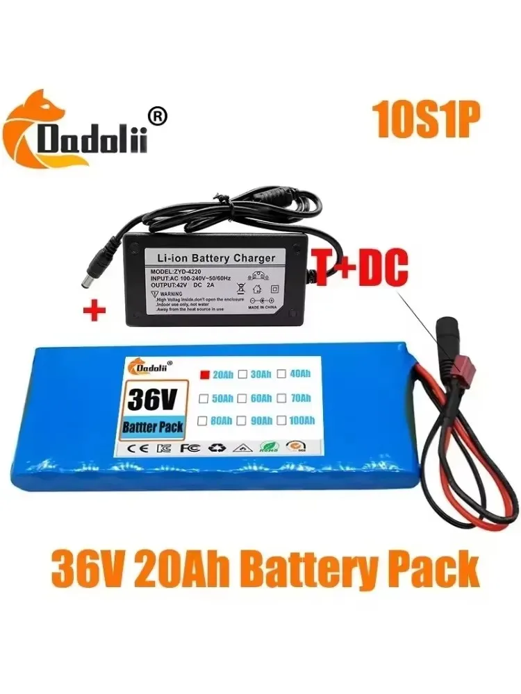 

High Capacity 36V 20000mAh Li-ion Battery Pack for Electric Car Bicycle Scooter with 20Ah 18650 Lithium Batteries and 20A BMS
