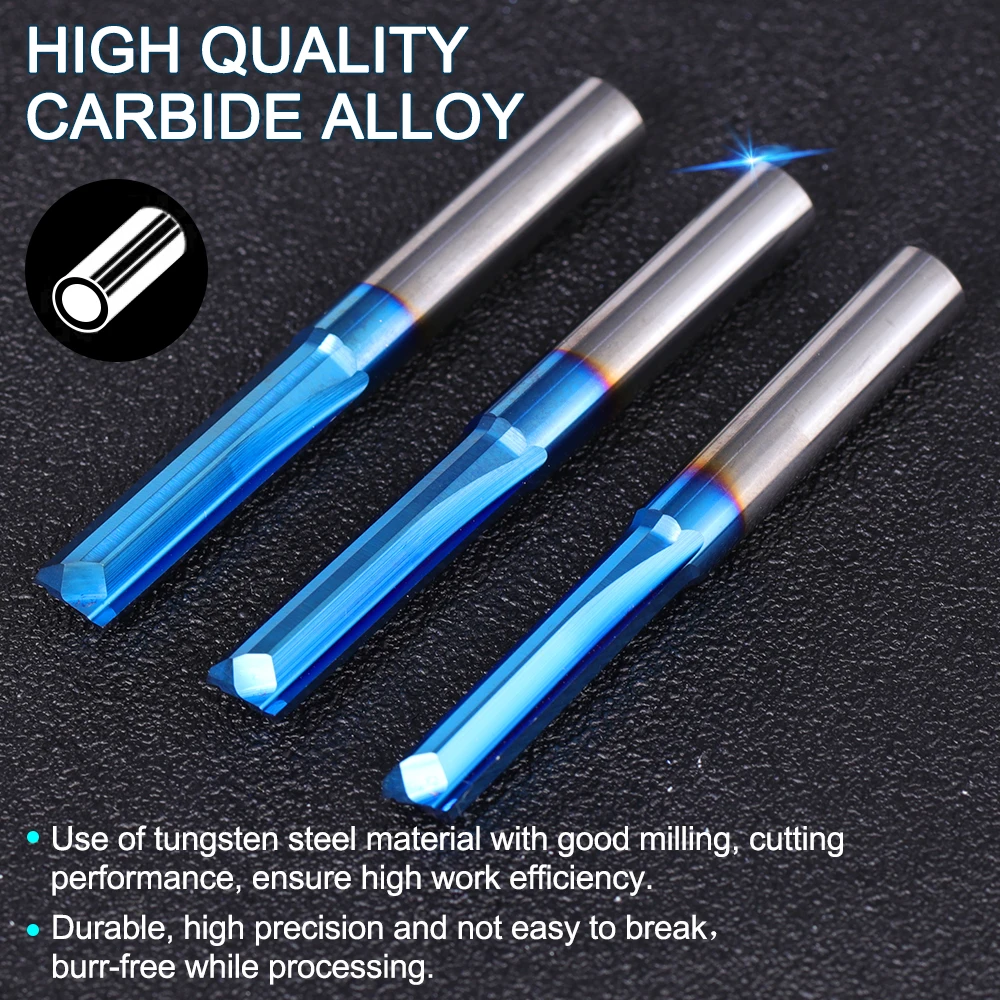 1pc 2 Flute Straight End Mill Carbide Router Bit For Wood, PVC, Plastic CNC Engraving Milling Tools 4mm/6mm Shank Milling Cutter