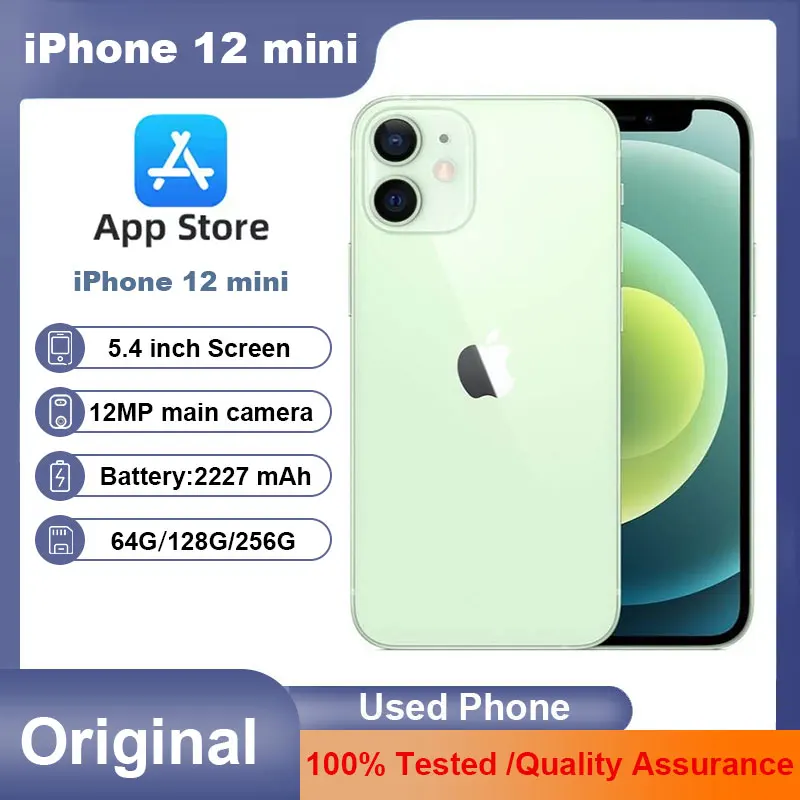 هاتف Apple iPhone 12 mini الأصلي غير مقفول 5G مقاس 5.4 بوصة 64/128/256GB ROM كاميرا 12 ميجابكسل هاتف محمول مستعمل IOS NFC