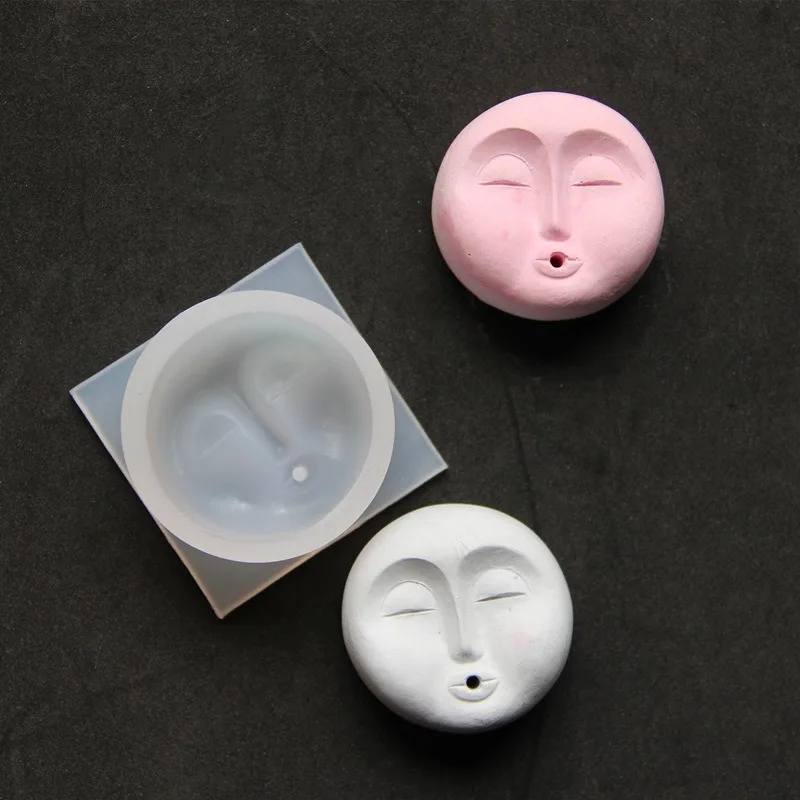 DIY Candle Silicone Mold Face Gypsum Aromatherapy Burner Resin Epoxy Mold Desktop Living Room Incense Burner Decoration Ornament