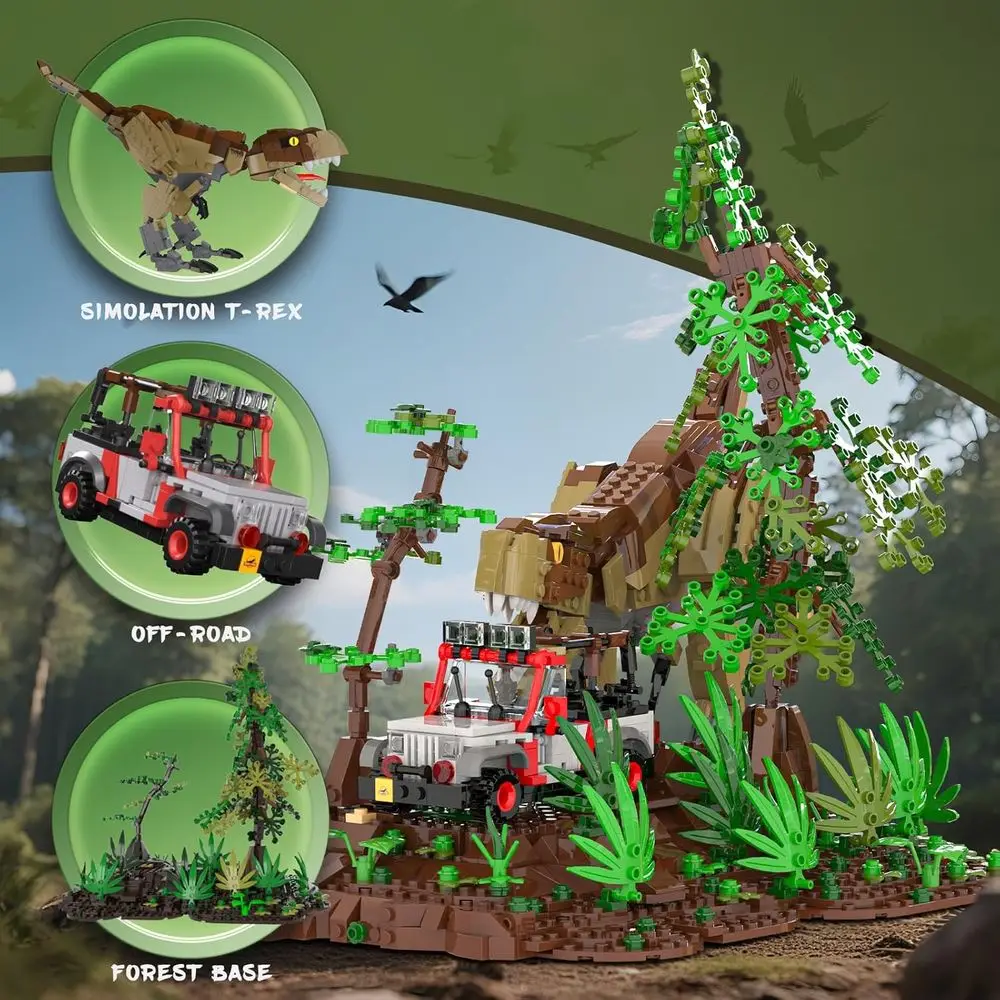 Set da costruzione di dinosauri Jurassic World: kit avventuroso T-Rex, giocattolo STEM da 1555 pezzi per bambini e adulti dai 8 ai 12 anni