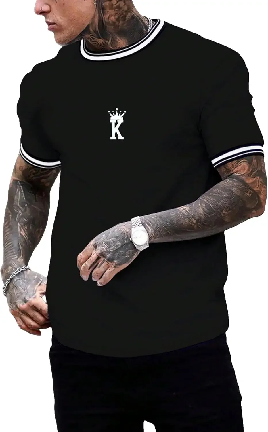 Sommer T-Shirt Herren 3D King Print Oberteile Mode Unisex Tee Kurzarm O-Ausschnitt Oversize T-Shirt Neues Lässiges Urlaubsshirt für Männer