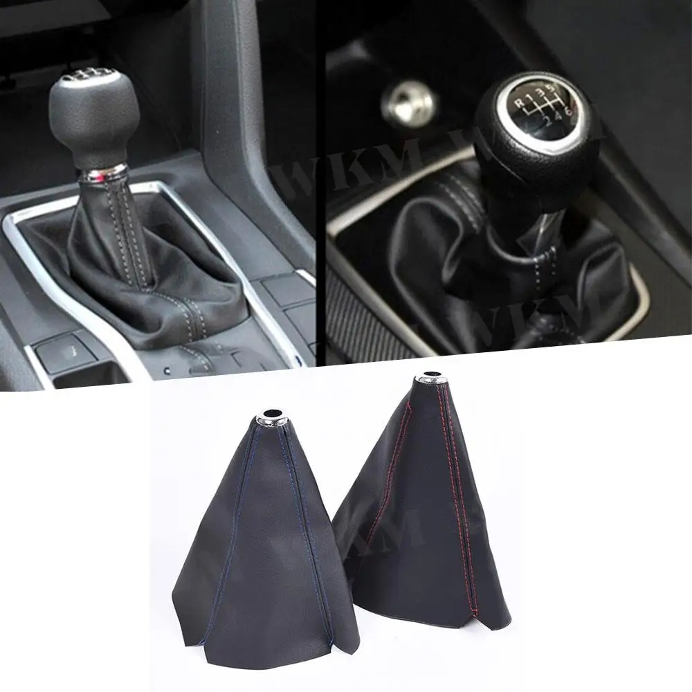 1PCS Gear Shift Collars PU Leather Gear Stick Shift Shifter Knob Cover Boot Gaiter MT/AT Dust Cover Universal Car Styling