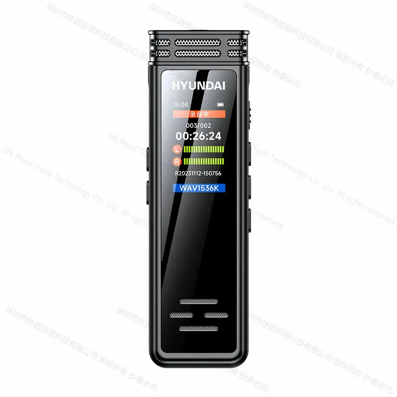 Hyundal E388 Professional Dictaphone Clip HD Stereo Noise Reduction Voice-Activated Dual Mic Recorder Line-in Timed recording